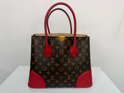 Louis Vuitton Leather Brown Monogram Red Trim "Flandrin Tote"