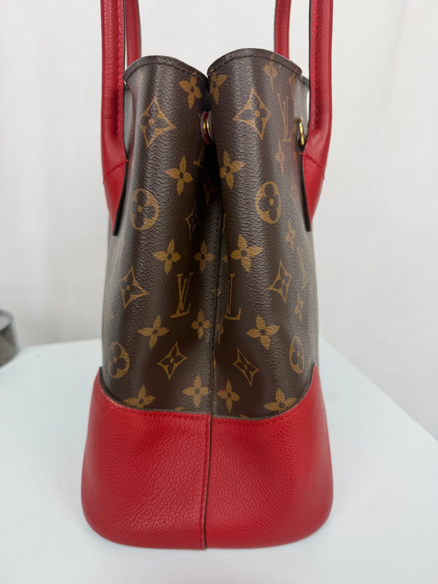 Louis Vuitton Leather Brown Monogram Red Trim "Flandrin Tote"