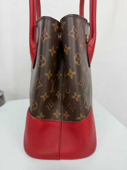 Louis Vuitton Leather Brown Monogram Red Trim "Flandrin Tote"