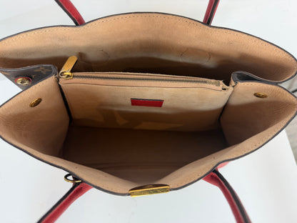 Louis Vuitton Leather Brown Monogram Red Trim "Flandrin Tote"