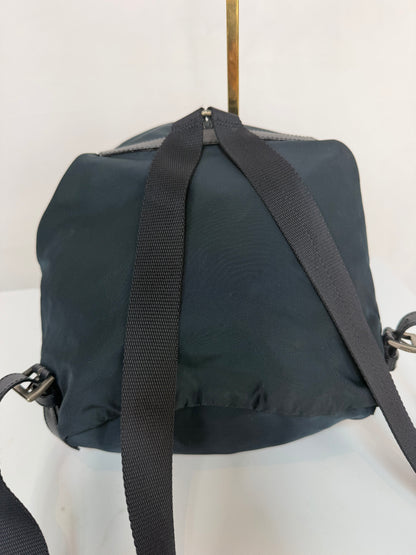 Prada Black Nylon "Vela" Staffiano Leather Trim Mini Backpack