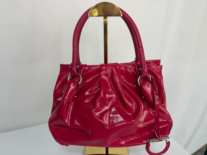 Salvatore Ferragamo Pink Patent Leather Slouchy Hobo Top Handle Bag