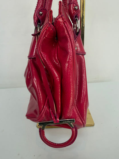 Salvatore Ferragamo Pink Patent Leather Slouchy Hobo Top Handle Bag