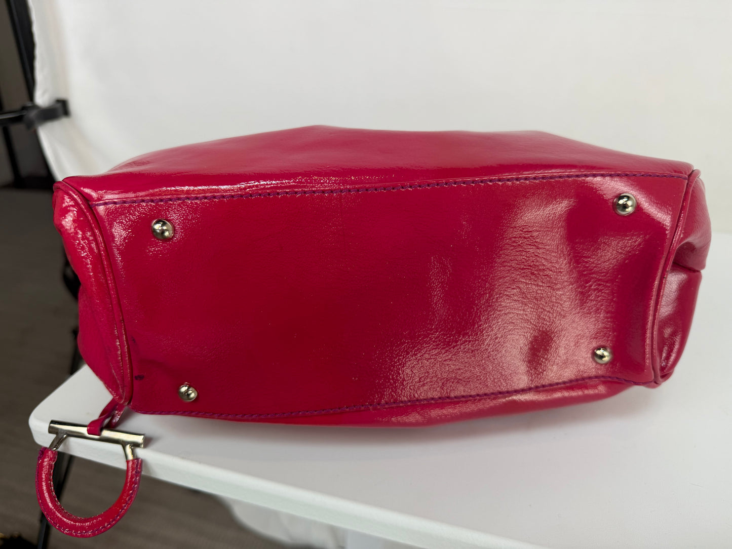Salvatore Ferragamo Pink Patent Leather Slouchy Hobo Top Handle Bag