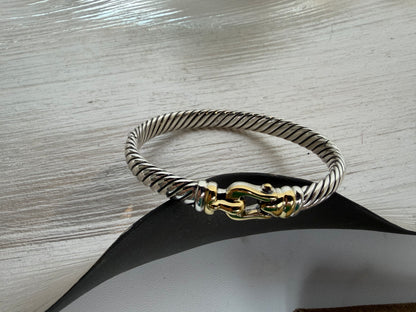 David Yurman Sterling 14K Yellow Gold Buckle Classic Cable Bracelet 5mm