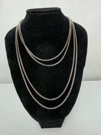 David Yurman Sterling Silver 14K Gold Clasp Single Strand Chain Necklace