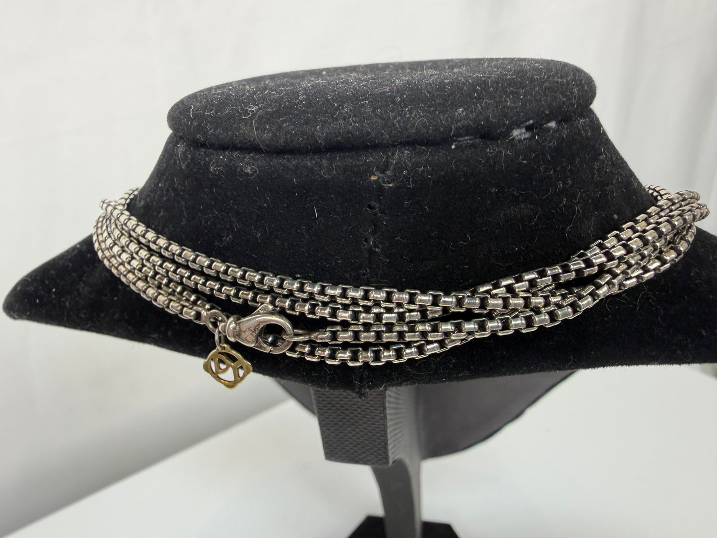 David Yurman Sterling Silver 14K Gold Clasp Single Strand Chain Necklace