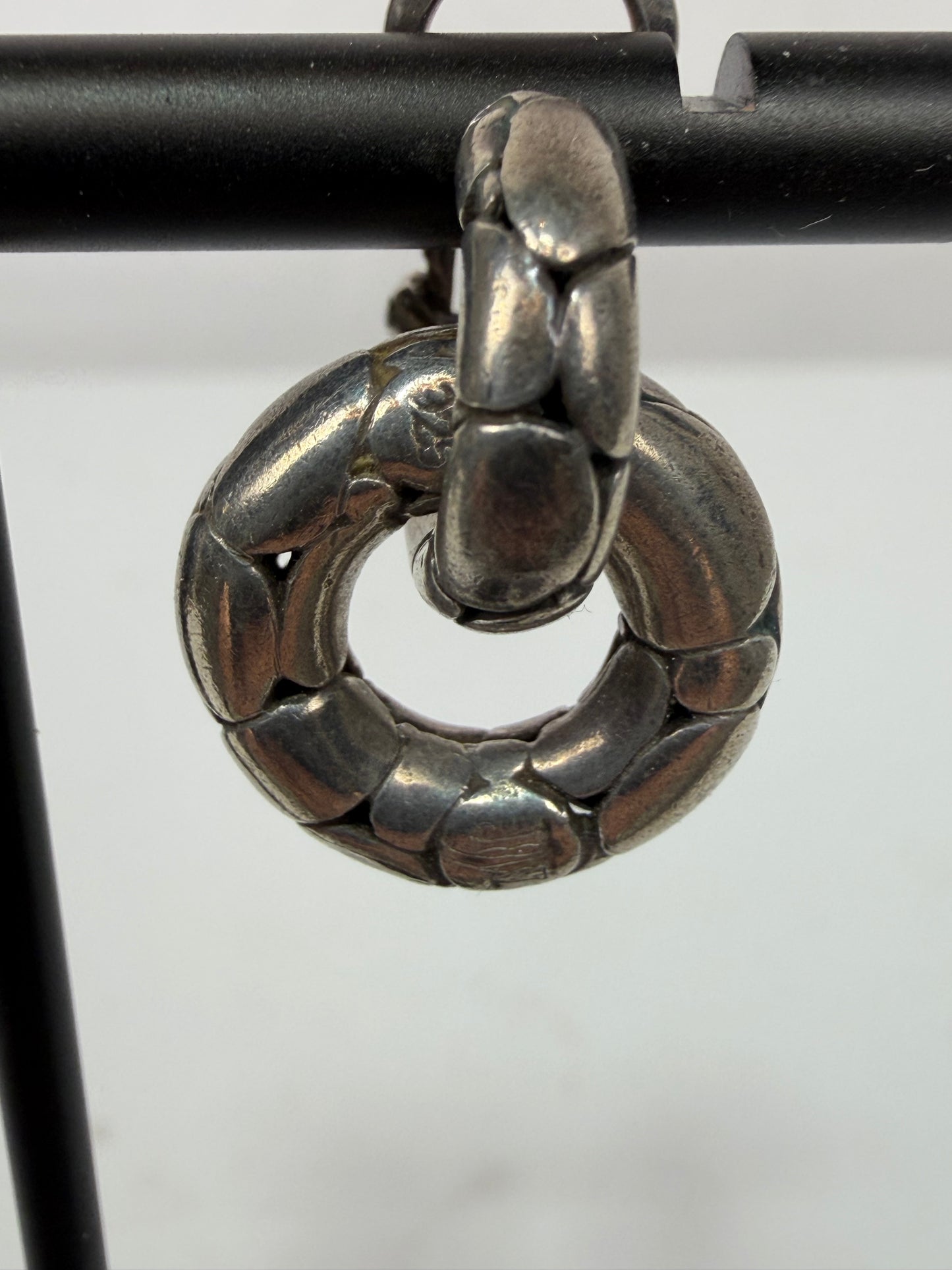 John Hardy Sterling Silver Interlocking Textured Loop Detail Dangle Earrings