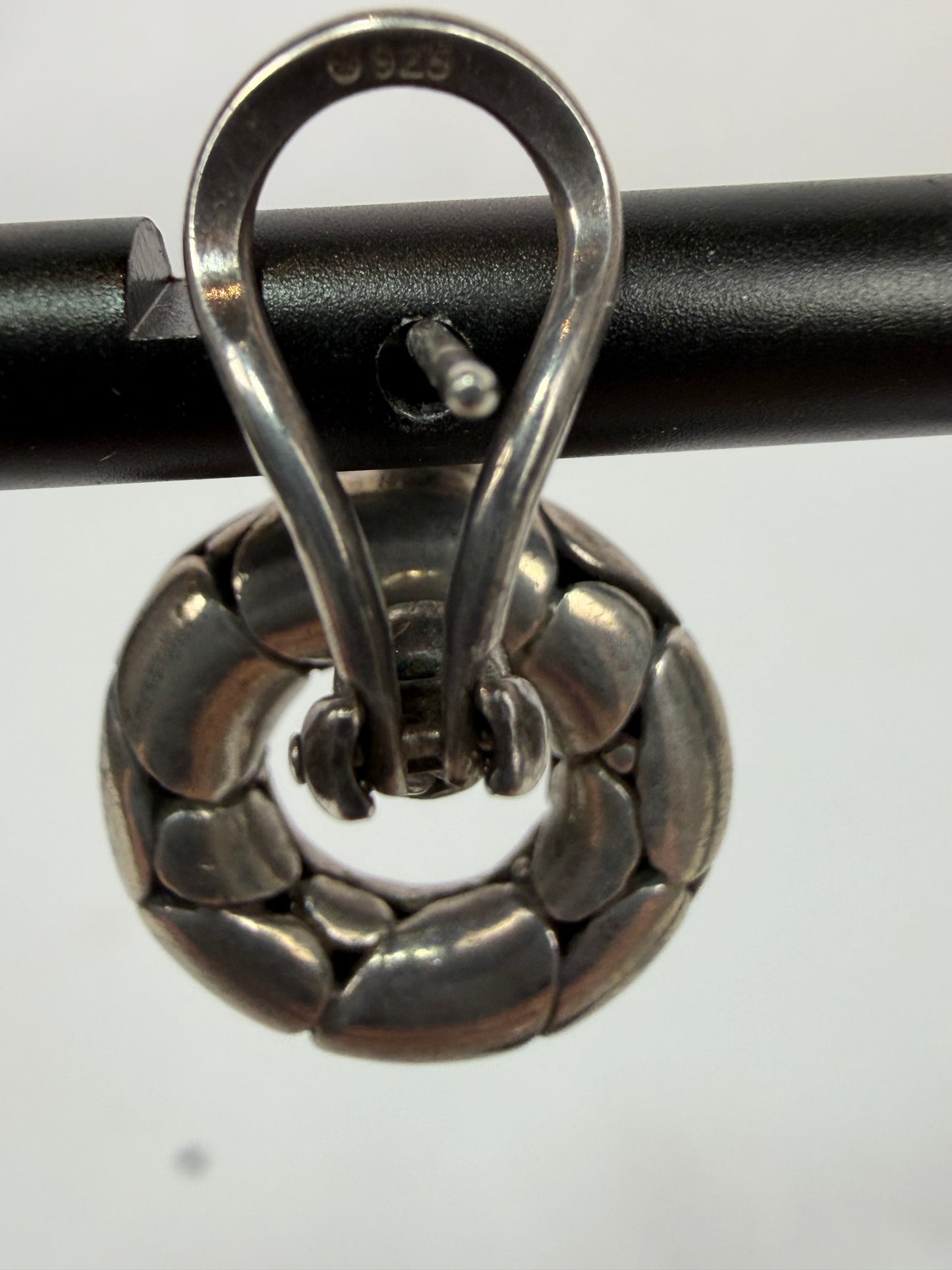 John Hardy Sterling Silver Interlocking Textured Loop Detail Dangle Earrings