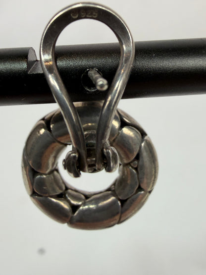 John Hardy Sterling Silver Interlocking Textured Loop Detail Dangle Earrings