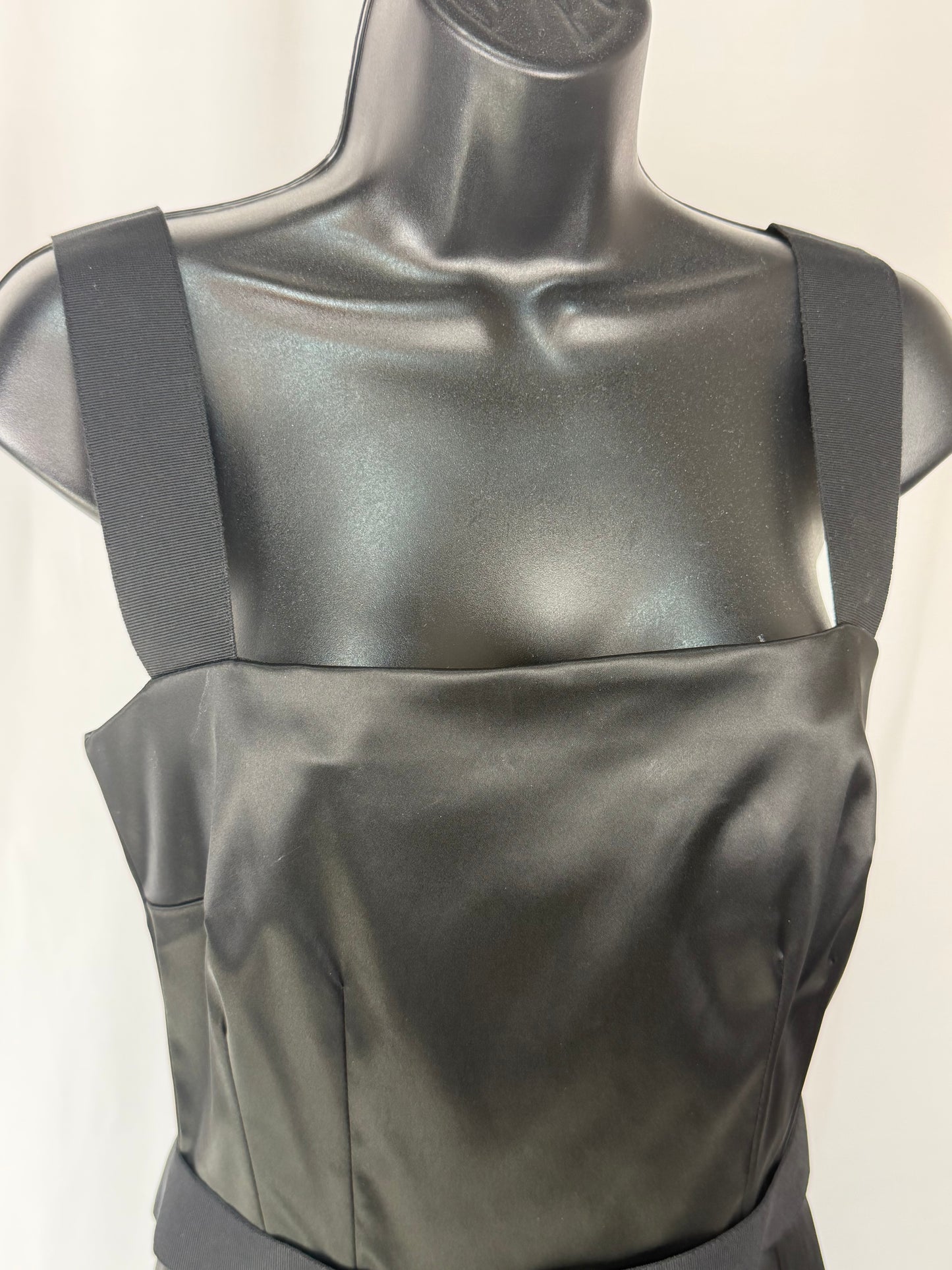 Dolce & Gabbana Black Satin Square Neck Sleeveless Mini Dress