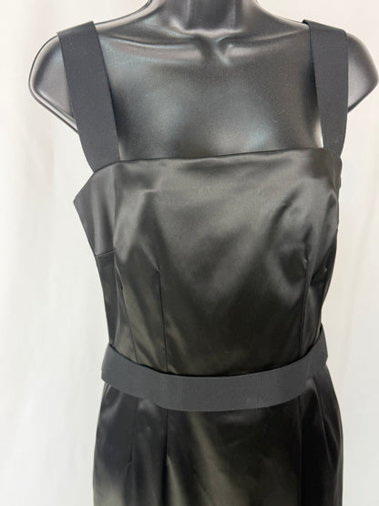 Dolce & Gabbana Black Satin Square Neck Sleeveless Mini Dress