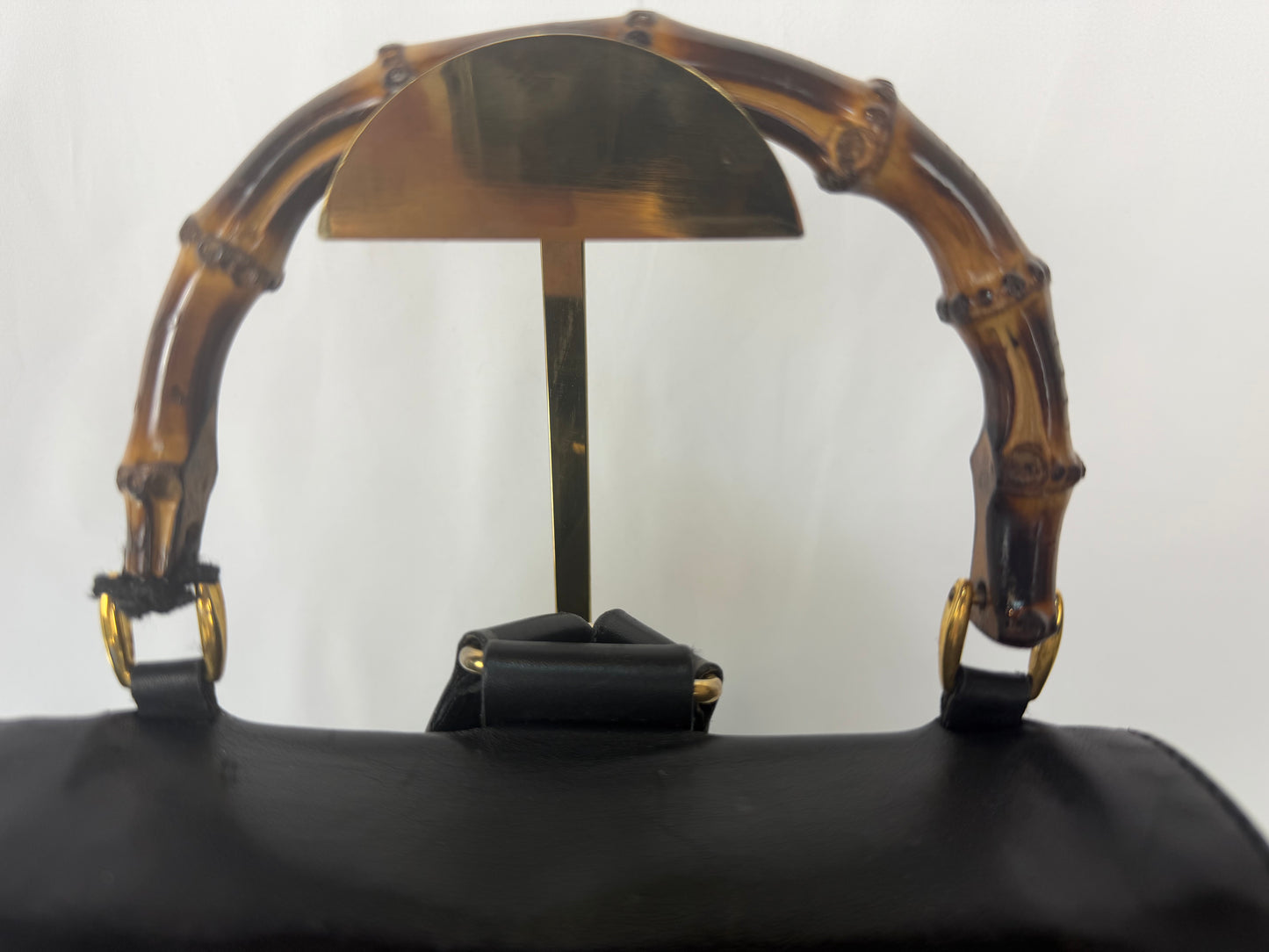 Gucci Leather Black Bamboo Detail Belted Backpack