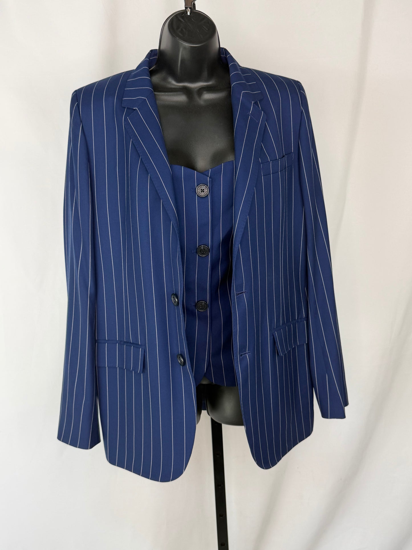 Ralph Lauren Navy Pinstripe Button Up Blazer (Part of Set) NWT