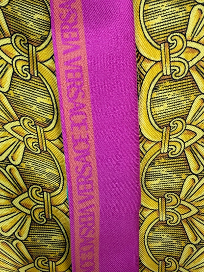 Versace Pink Yellow & Green Print Long Sleeve Button Down Blouse