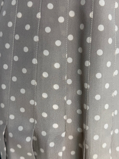 Chanel Silk Grey & White Polka Dot Midi Skirt w/ Scarf (Part of Set)