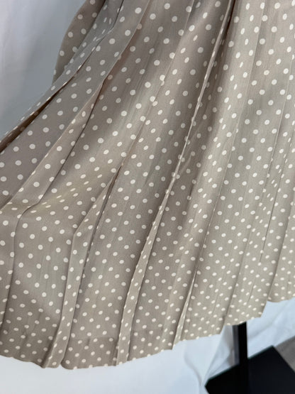Chanel Silk Grey & White Polka Dot Midi Skirt w/ Scarf (Part of Set)