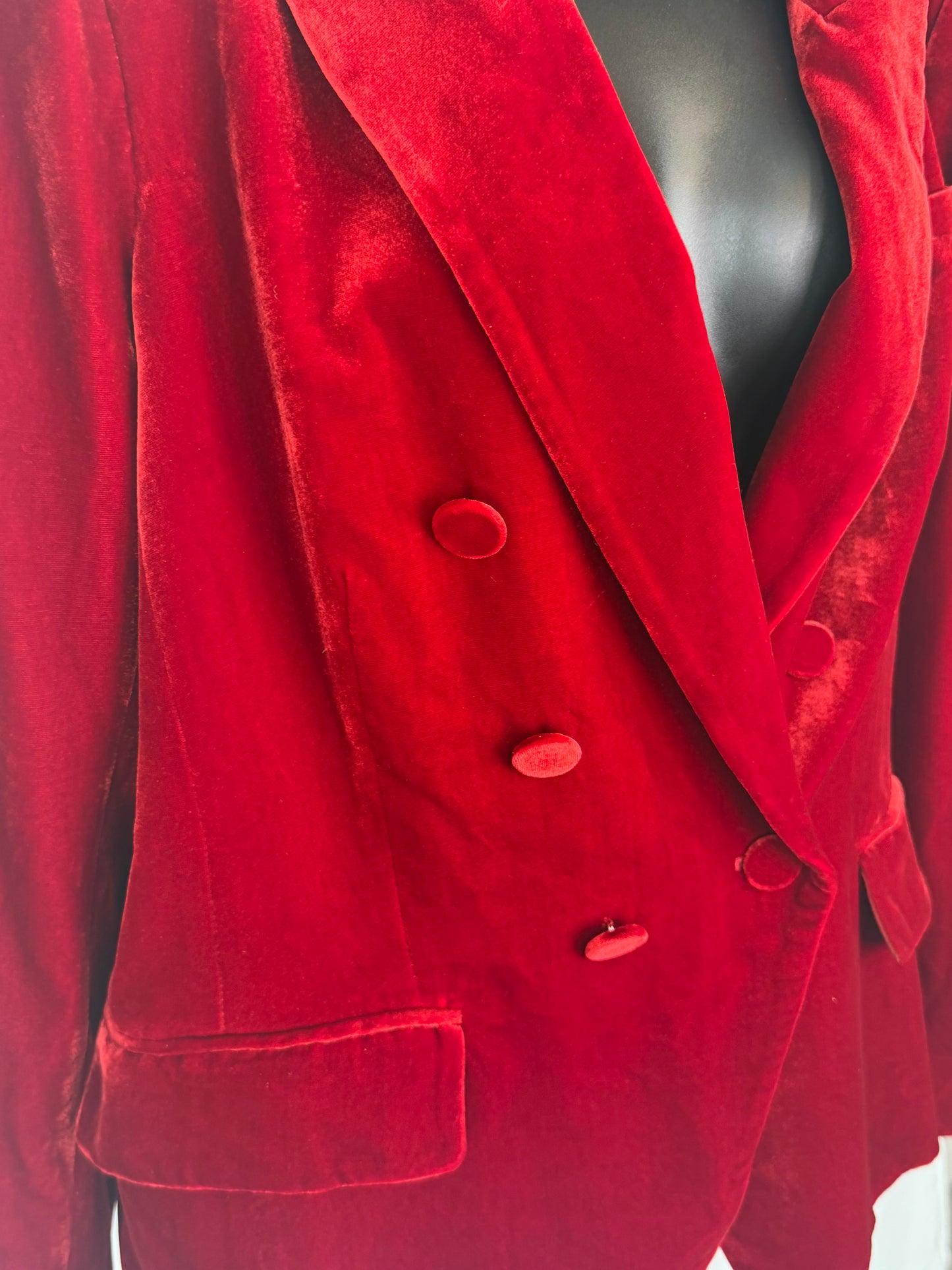 L'agence Velvet Red Button Up Blazer w 2 Pockets NWT