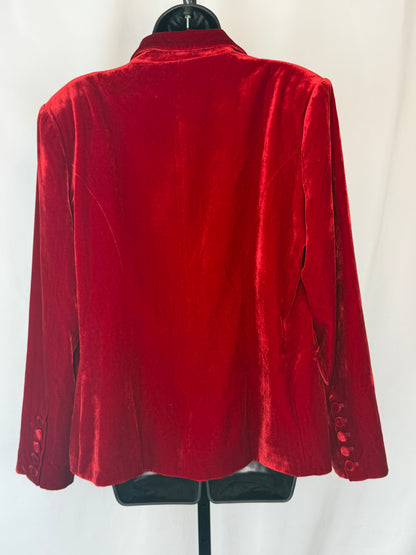 L'agence Velvet Red Button Up Blazer w 2 Pockets NWT