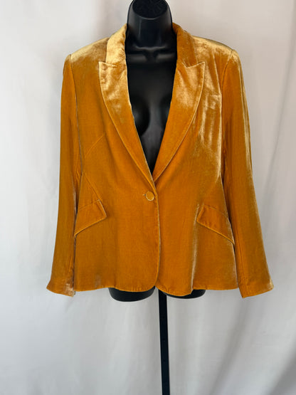 L'agence Velvet Yellow Single Button Blazer