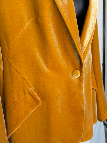 L'agence Velvet Yellow Single Button Blazer