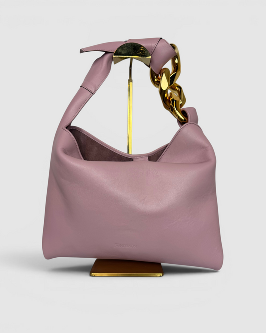 JW Anderson Pink Thick Gold Chain Knot Tie Strap Tote Bag
