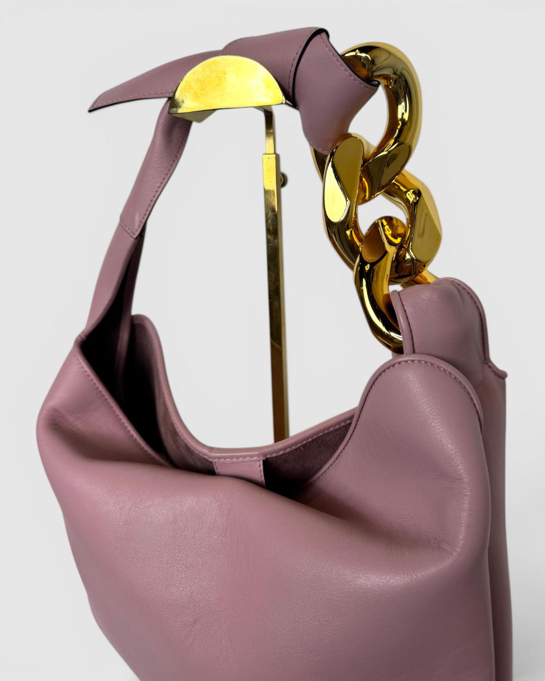JW Anderson Pink Thick Gold Chain Knot Tie Strap Tote Bag