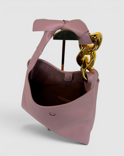JW Anderson Pink Thick Gold Chain Knot Tie Strap Tote Bag
