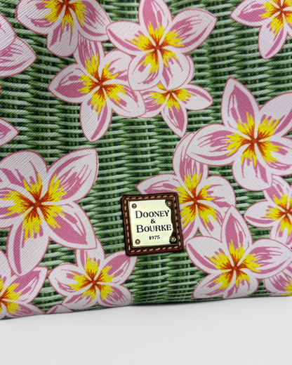 Dooney & Bourke Green & Pink Floral Wave 'Brenna" Satchel Bag