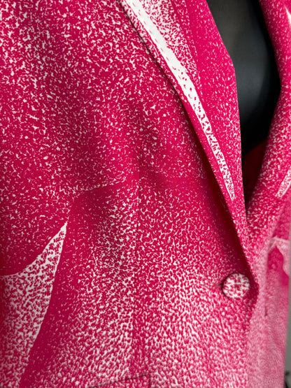 Escada Pink White "Static" Print Single Button Blazer