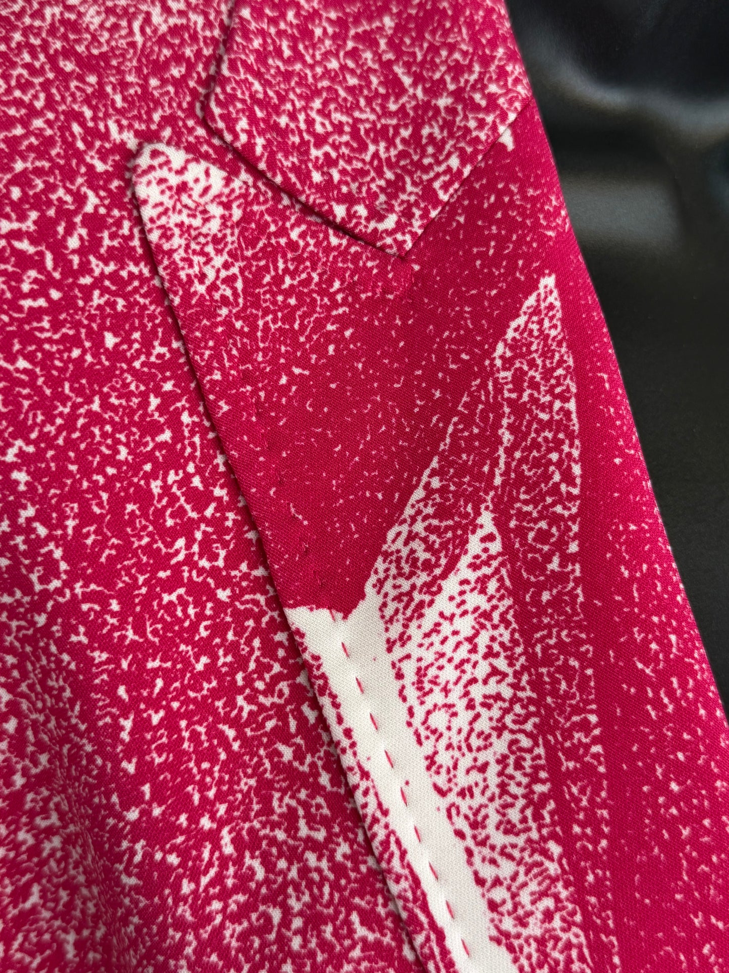 Escada Pink White "Static" Print Single Button Blazer