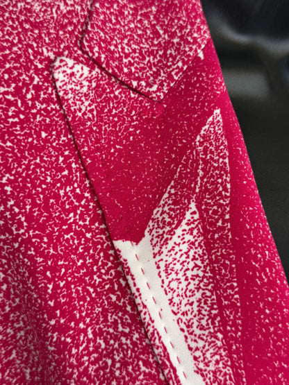 Escada Pink White "Static" Print Single Button Blazer