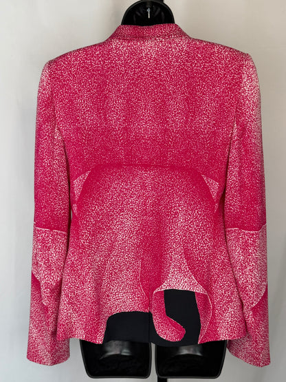 Escada Pink White "Static" Print Single Button Blazer
