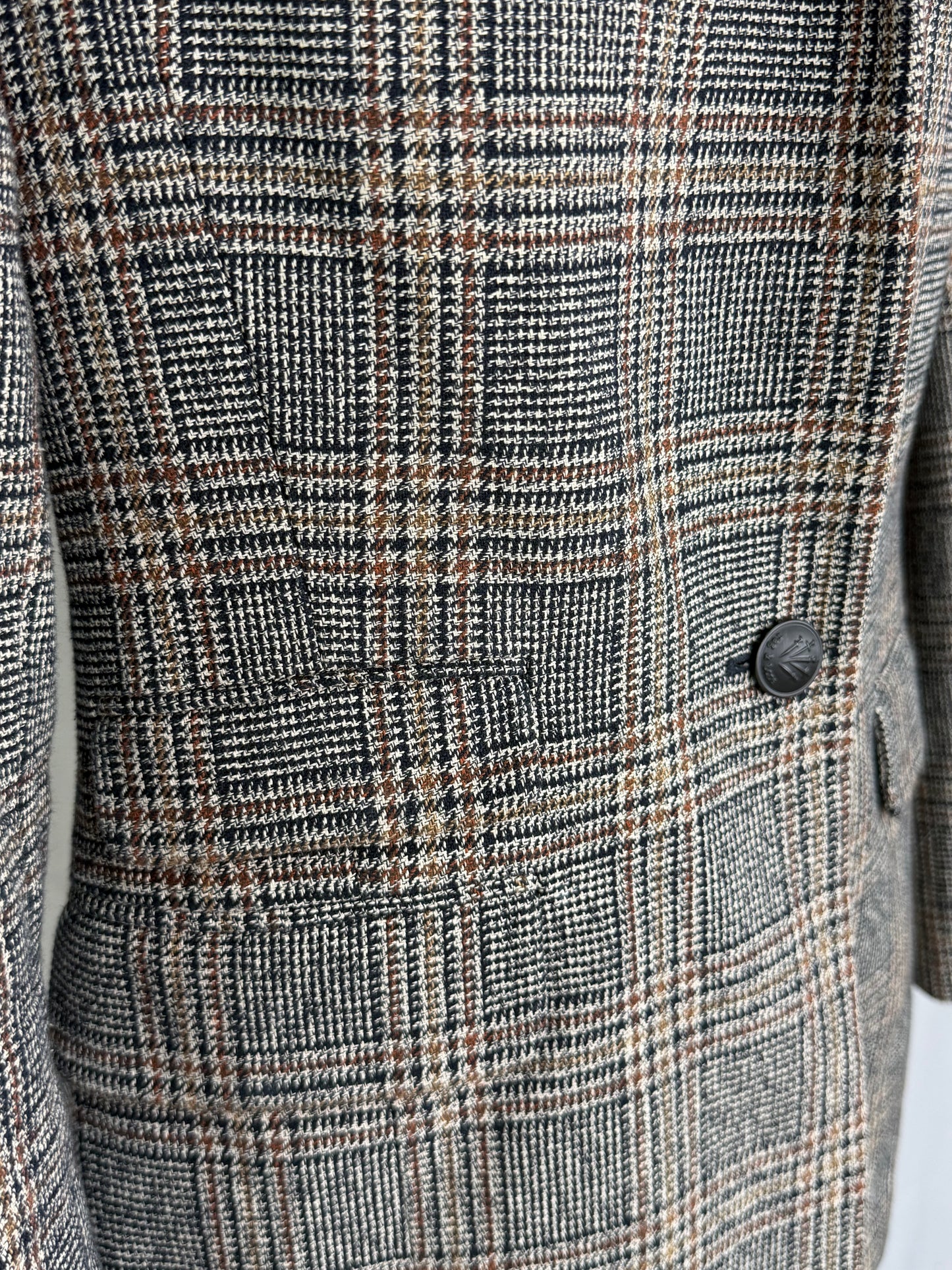 Rag & Bone Black Brown & Yellow Houndstooth Collarless Blazer
