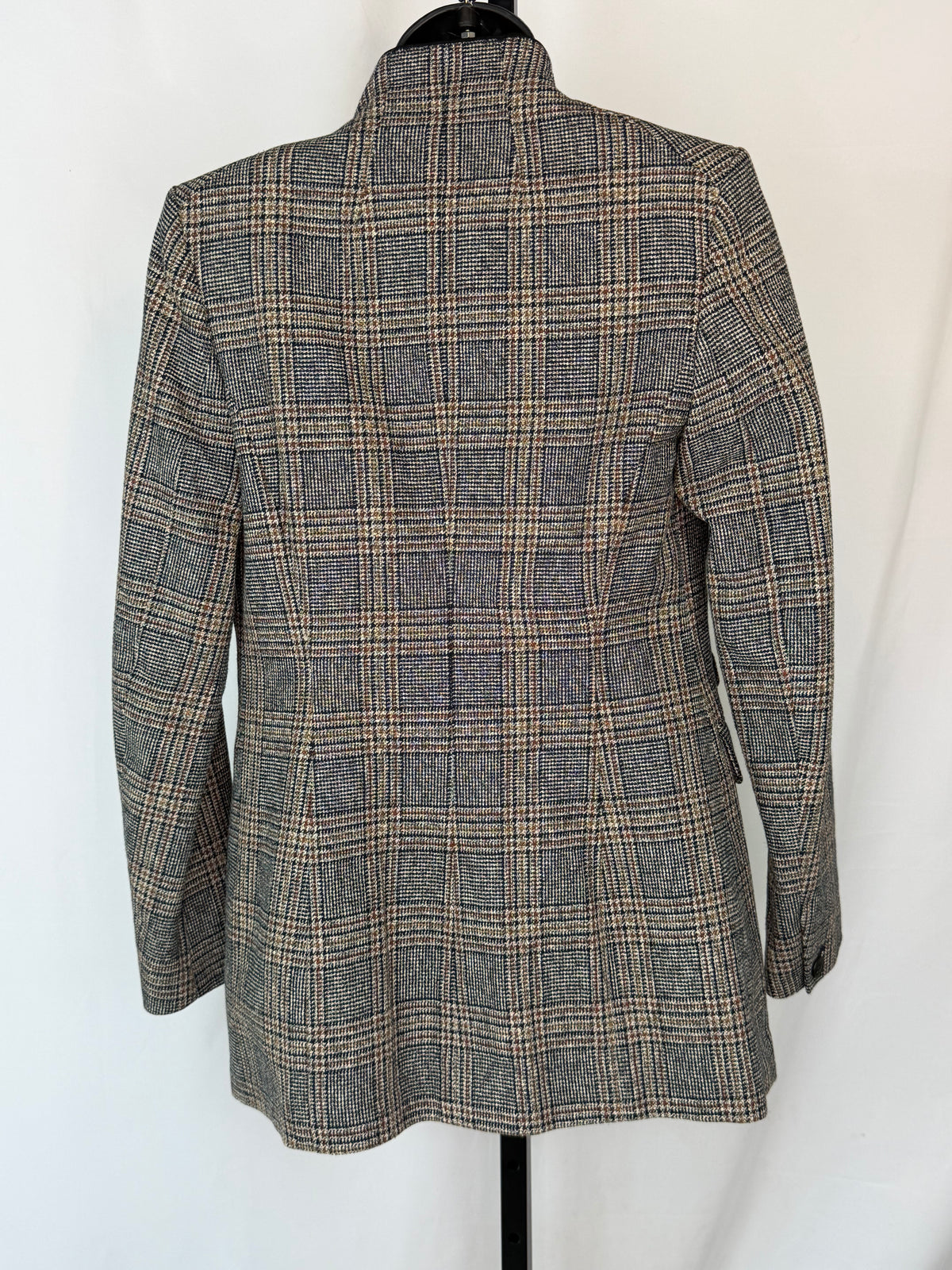 Rag & Bone Black Brown & Yellow Houndstooth Collarless Blazer