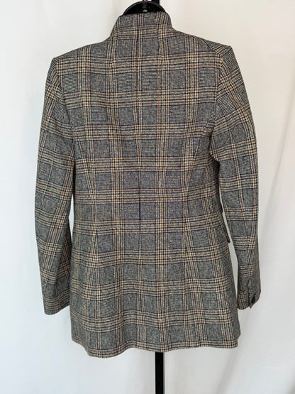Rag & Bone Black Brown & Yellow Houndstooth Collarless Blazer