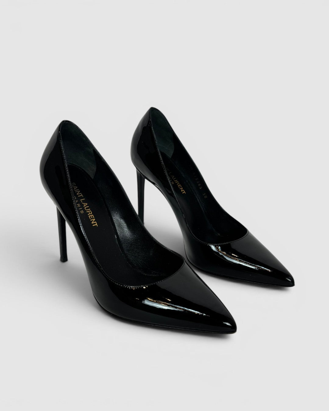 Saint Laurent Black Patent Leather Pointed Toe Stilettos