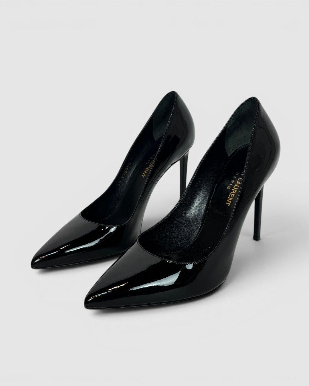 Saint Laurent Black Patent Leather Pointed Toe Stilettos
