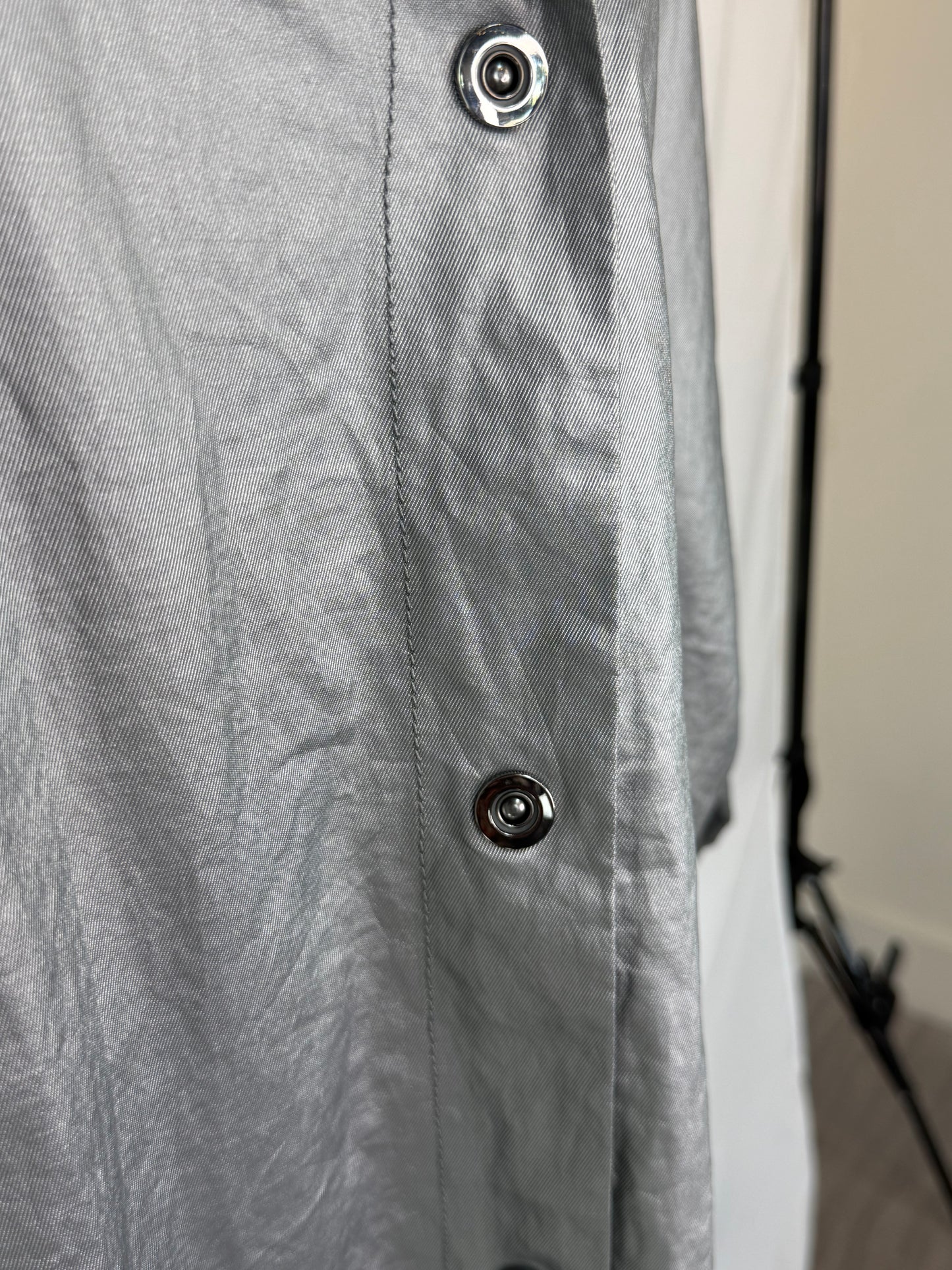 Lafayette 148 Silver Metallic Button Up Hooded Jacket