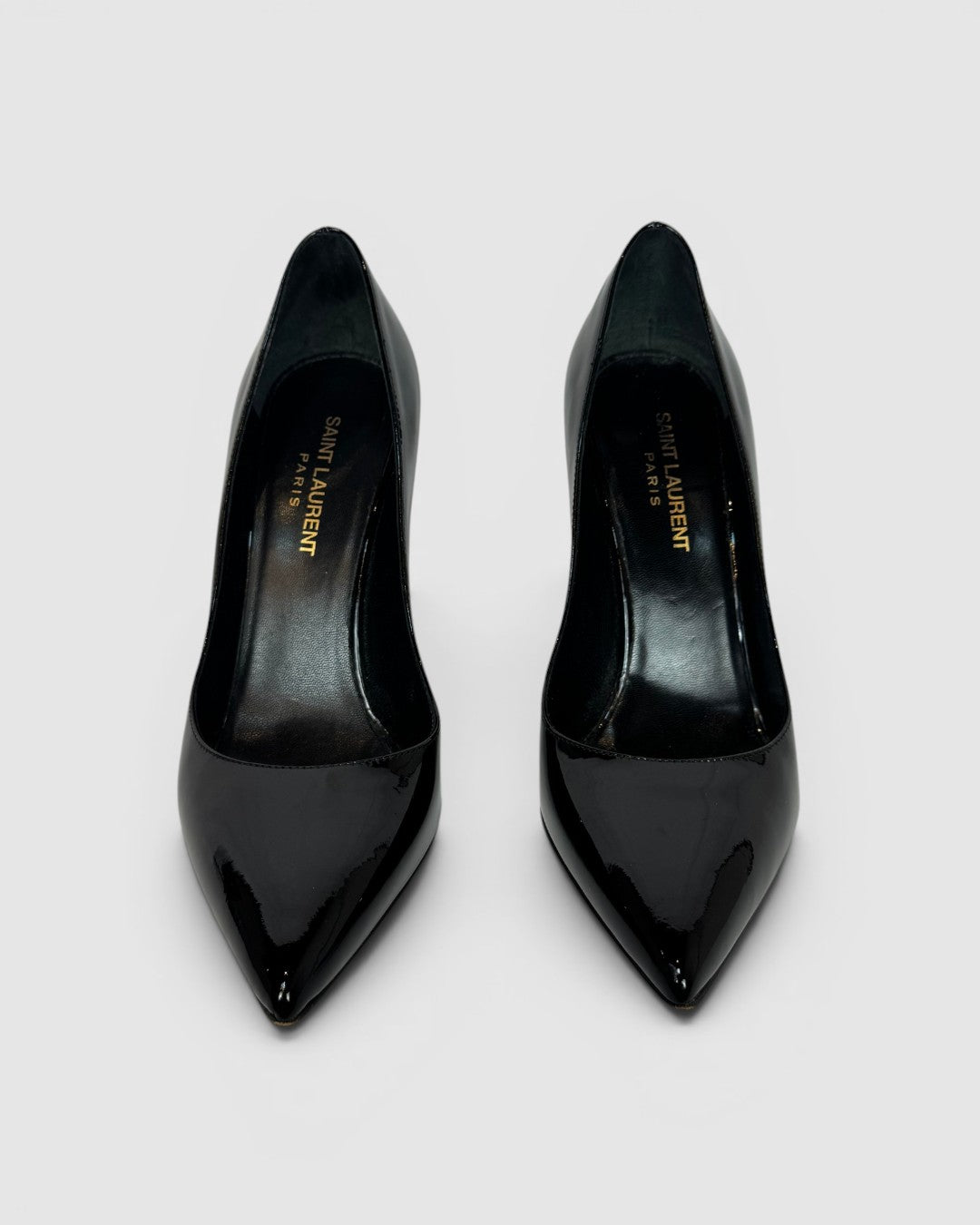 Saint Laurent Black Patent Leather Pointed Toe Stilettos