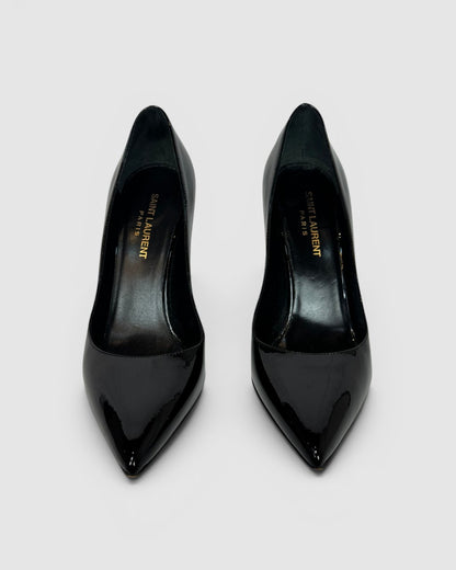 Saint Laurent Black Patent Leather Pointed Toe Stilettos