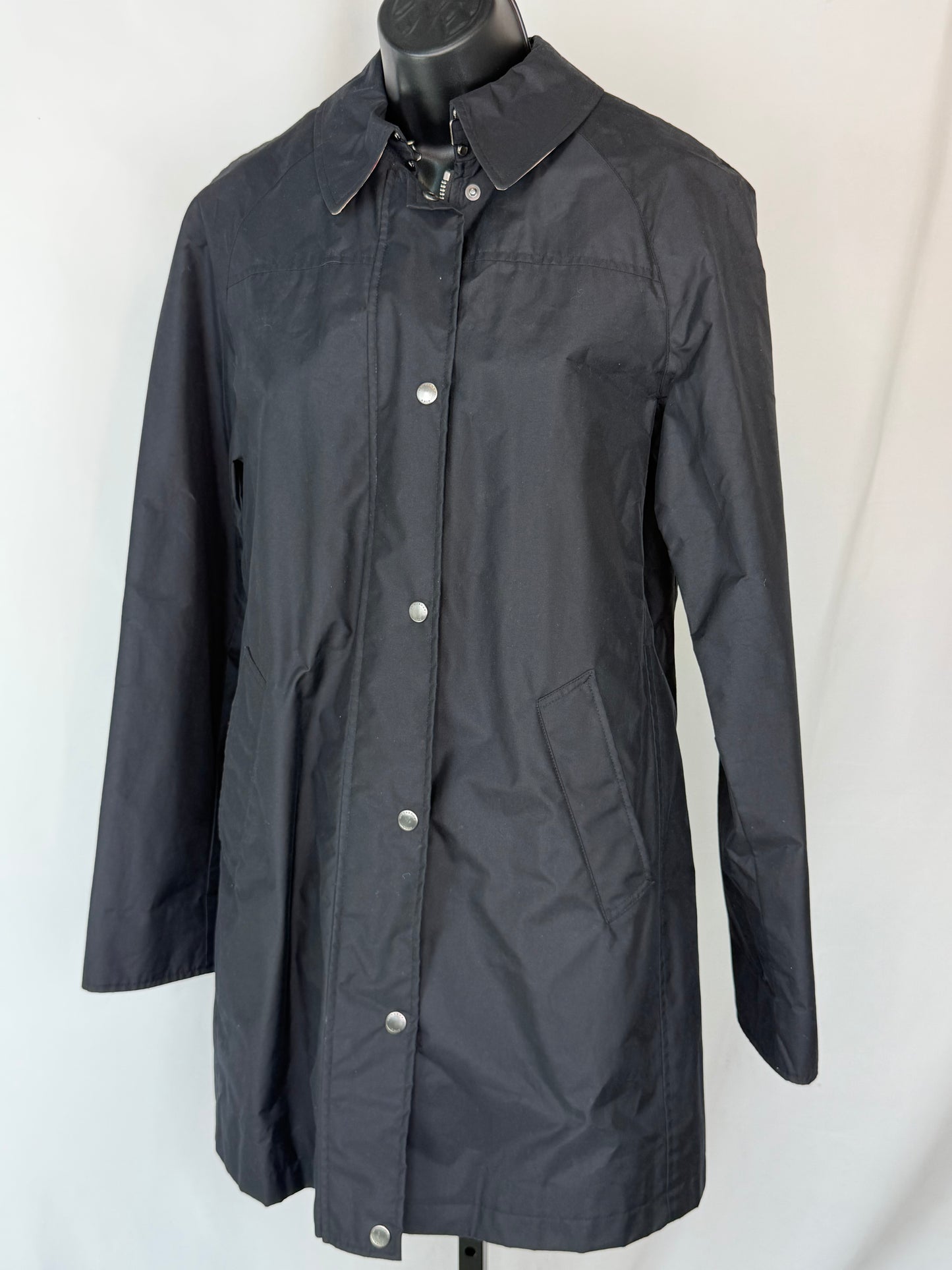 Burberry Brit Black "Crinkle" & Wool Button/Zip Up Trench Coat