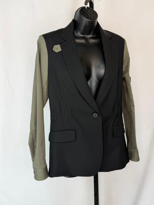 Veronica Beard Black & Army Green Color Block Blazer