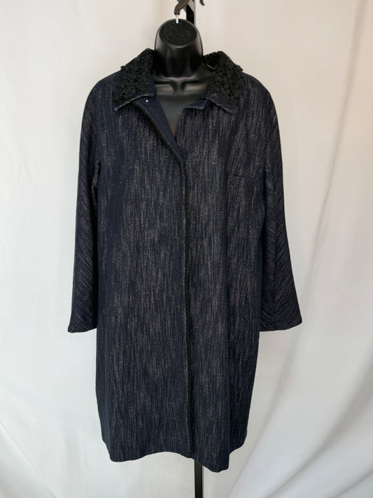 Worth Black Drape Asymmetrical Collar Mid-Length Coat NWT