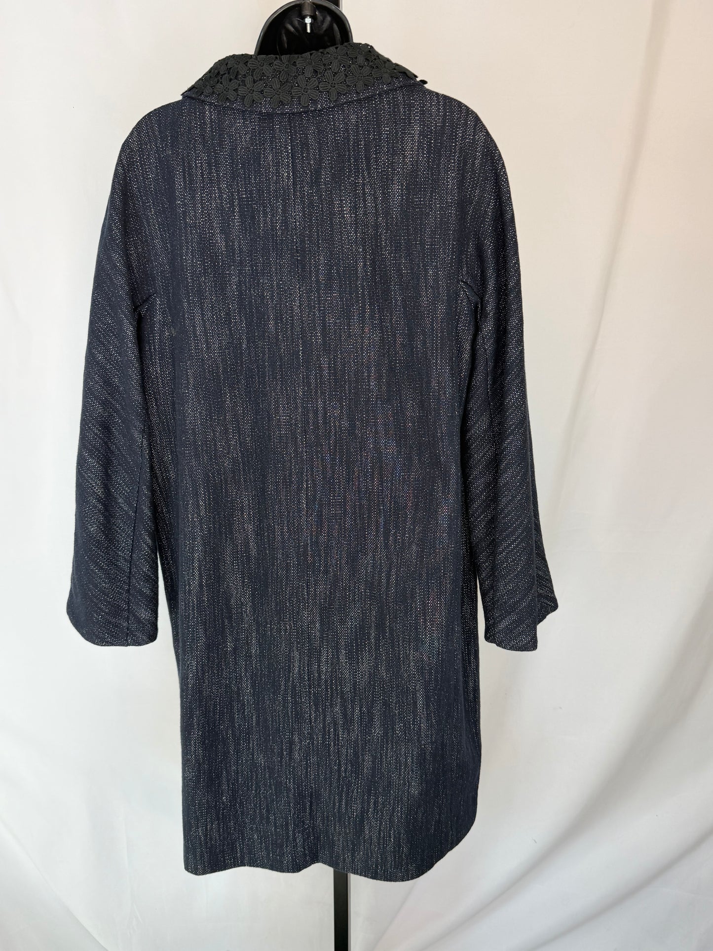 Worth Black Drape Asymmetrical Collar Mid-Length Coat NWT
