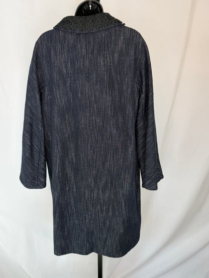 Worth Black Drape Asymmetrical Collar Mid-Length Coat NWT