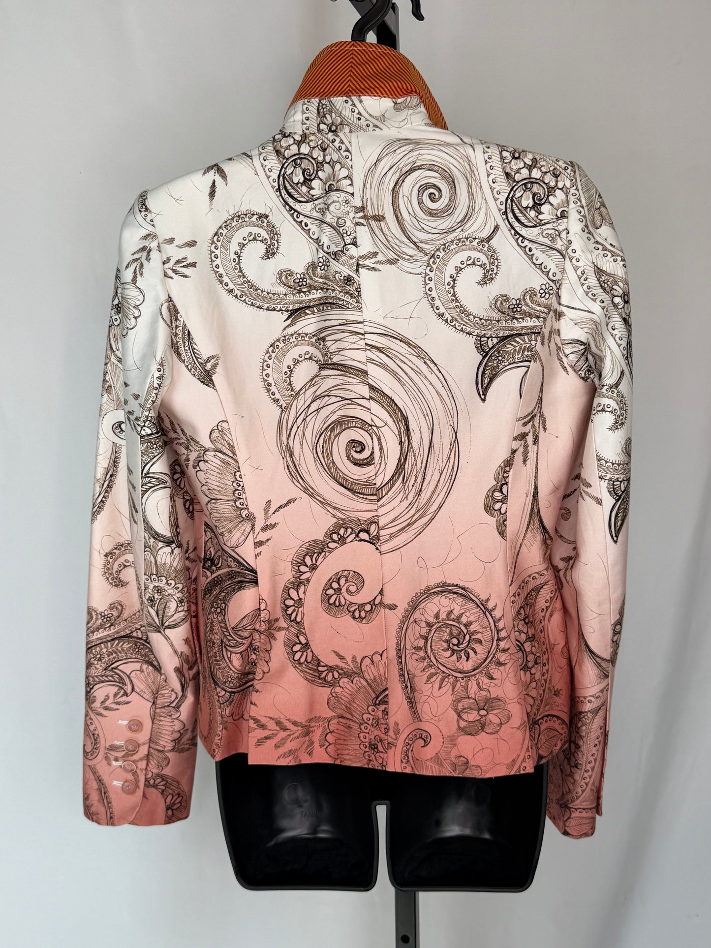 Robert Graham Cream Light Pink Ombre Mongolia Print Button Blazer