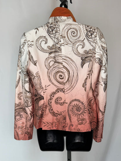 Robert Graham Cream Light Pink Ombre Mongolia Print Button Blazer