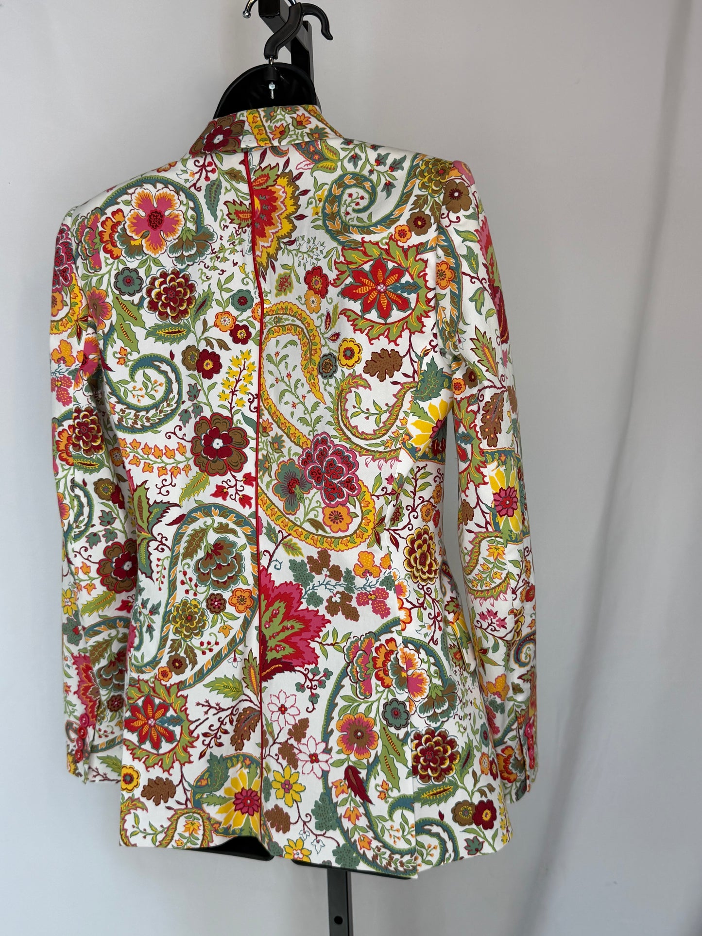 Etro White Red Yellow Multi Floral Button Blazer