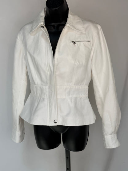 Ralph Lauren Collection Denim White Collared Zip-Up Jacket